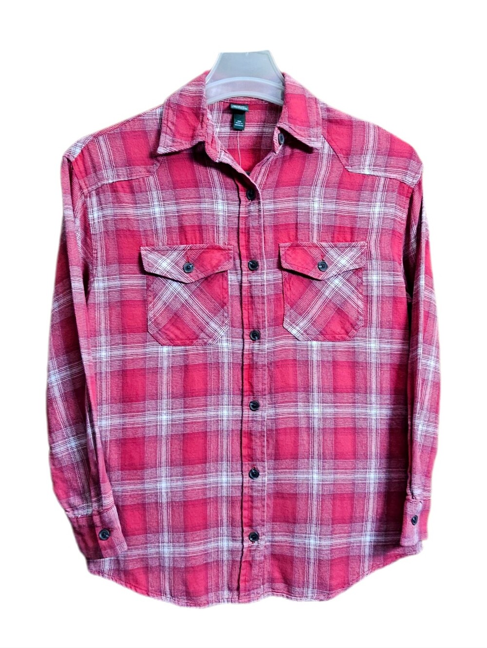 Wild Fable red plaid oversized long sleeve button down flannel shirt womens XXS